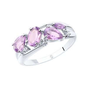 Damenring mit Amethysten und Zirkonia
