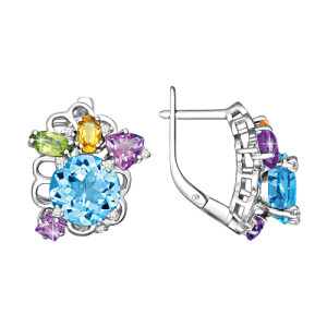 Ohrhänger mit Topas, Amethyst, Chrysalith, Zitrin, Zirkonia