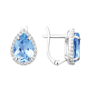 Ohrhänger mit blauem Topas und Zirkonia