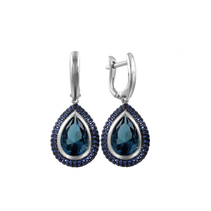 Ohrringe mit London Sitall und blau Zirkonia