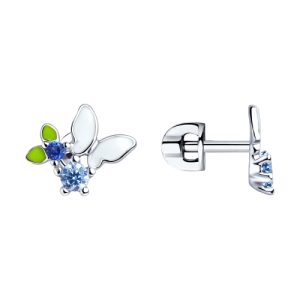 Ohrstecker Schmetterling mit Zirkonia und Emaille