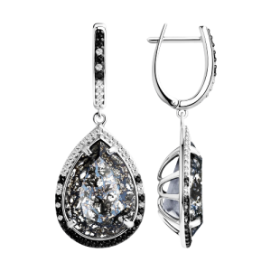 Ohrhänger mit schwarzen und weißen Zirkonia, Swarovski Zirkonia