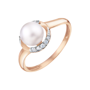 Damenring mit Perle und Zirkonia